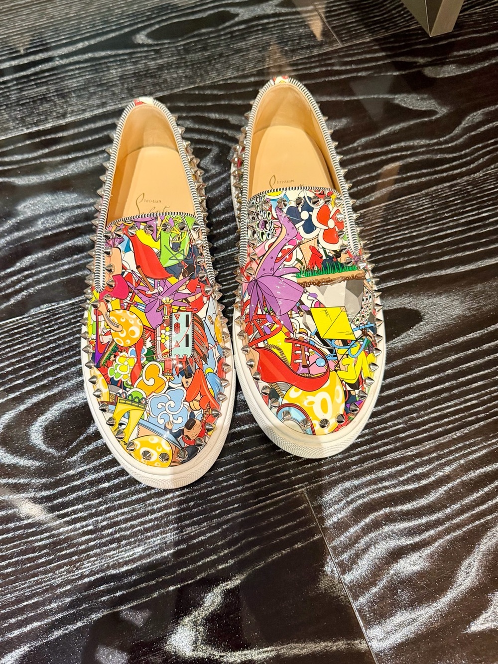 Christian Louboutin Multicolor Graphic Spike Slip-On Sneakers